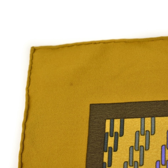 CARTIER Goldenrod, "Double C" Logo Silk Scarf (nn) - Picture 6 of 8